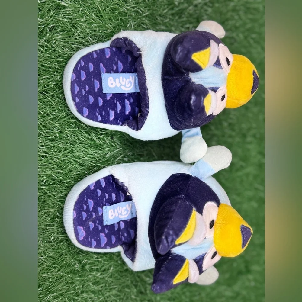 Bluey‎ Kids Plush Slippers - Blue and Yellow Size 7/8